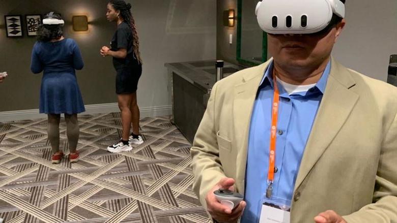 Man wearing VR headset